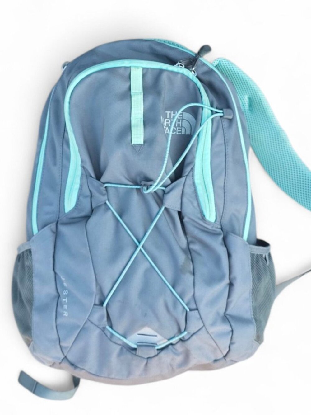 The North Face Jester Laptop Backpack Flex Vent Padded Shoulder Strap Gray Green